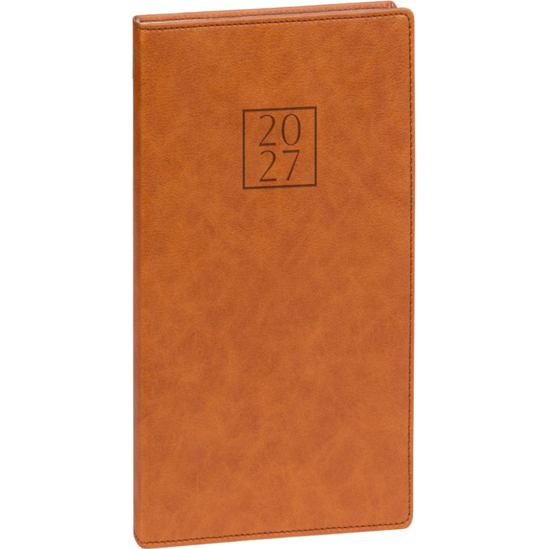 NOTIQUE Kapesní diář Prestigio 2027, hnědý, 9 x 15,5 cm