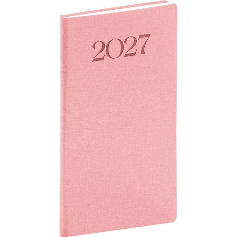 NOTIQUE Kapesní diář Biella 2027, růžový, 9 x 15,5 cm