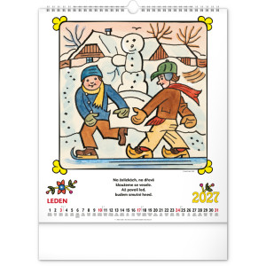 NOTIQUE Nástěnný kalendář Josef Lada – Říkadla 2027, 30 x 34 cm