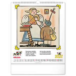 NOTIQUE Nástěnný kalendář Josef Lada – Říkadla 2027, 30 x 34 cm