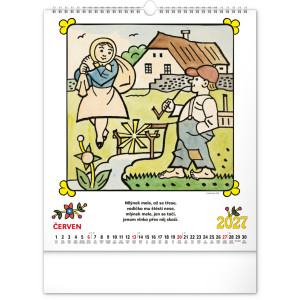 NOTIQUE Nástěnný kalendář Josef Lada – Říkadla 2027, 30 x 34 cm