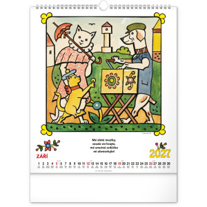 NOTIQUE Nástěnný kalendář Josef Lada – Říkadla 2027, 30 x 34 cm