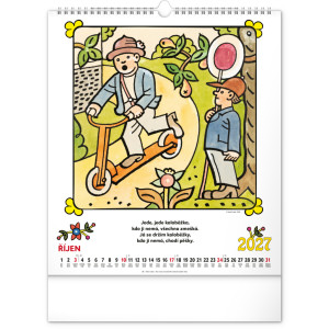 NOTIQUE Nástěnný kalendář Josef Lada – Říkadla 2027, 30 x 34 cm