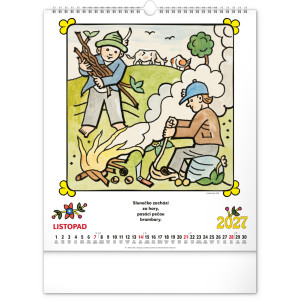 NOTIQUE Nástěnný kalendář Josef Lada – Říkadla 2027, 30 x 34 cm