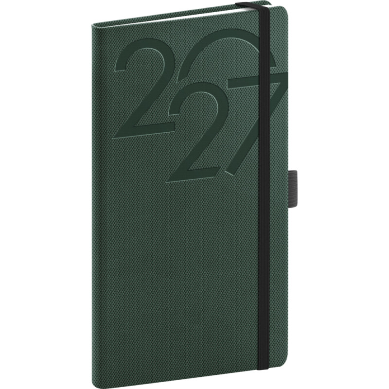 NOTIQUE Kapesní diář Ajax 2027, zelený, 9 x 15,5 cm