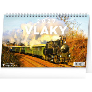 NOTIQUE Stolní kalendář Vlaky 2027, 23,1 x 14,5 cm