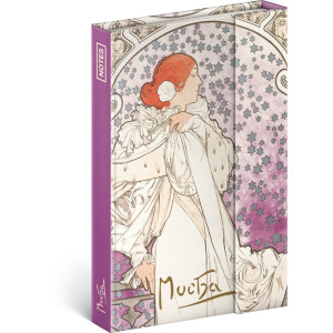 NOTIQUE Notes Alfons Mucha – Dáma, linkovaný, 11 x 16 cm
