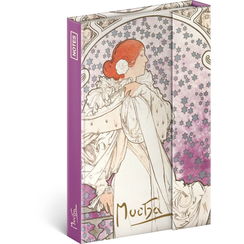 NOTIQUE Notes Alfons Mucha – Dáma, linkovaný, 11 x 16 cm