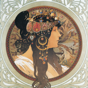 NOTIQUE Grid calendar Alphonse Mucha 2027, 30 x 30 cm