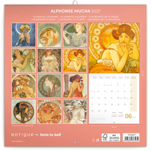 NOTIQUE Grid calendar Alphonse Mucha 2027, 30 x 30 cm