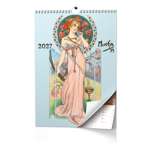 Nástěnný poznámkový kalendář A3 - Alfons Mucha 2027