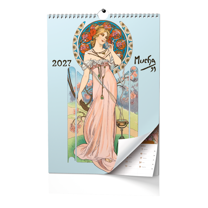 Nástěnný poznámkový kalendář A3 - Alfons Mucha 2027