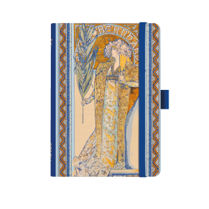 Notes A5 Premium 120g - Alfons Mucha 2027 - linky - Modrý
