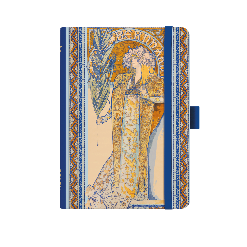 Notes A5 Premium 120g - Alfons Mucha 2027 - linky - Modrý